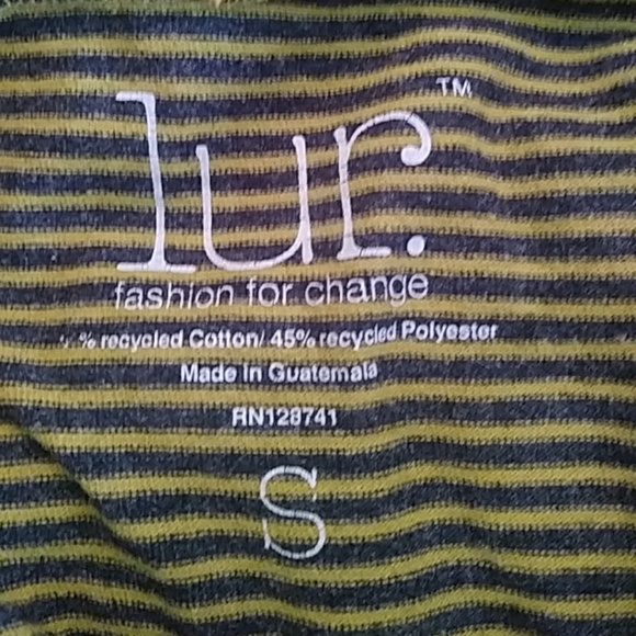 Lur mustard/charcoal striped hoodie-sz S - Picture 5 of 5